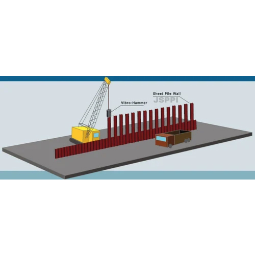 Sheet Piling Through Vibro Hammer Powerpack & Crawler Crane