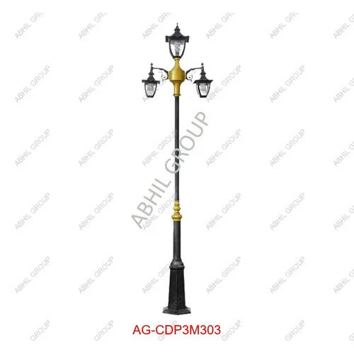 3 Light Cast Iron Pole - Color: Black