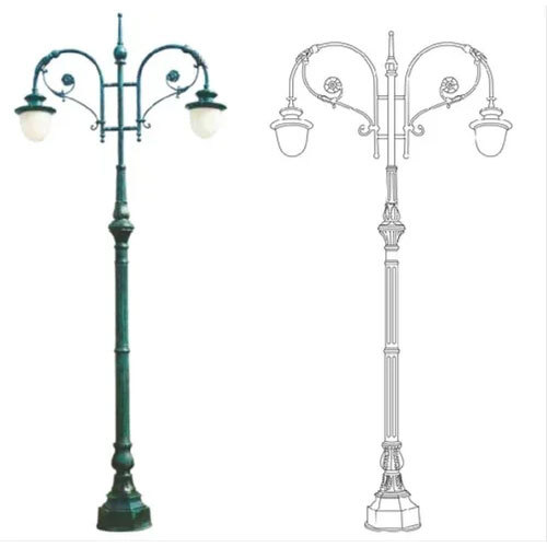 Dual Arm Decorative Lighting Pole - Color: Transparent