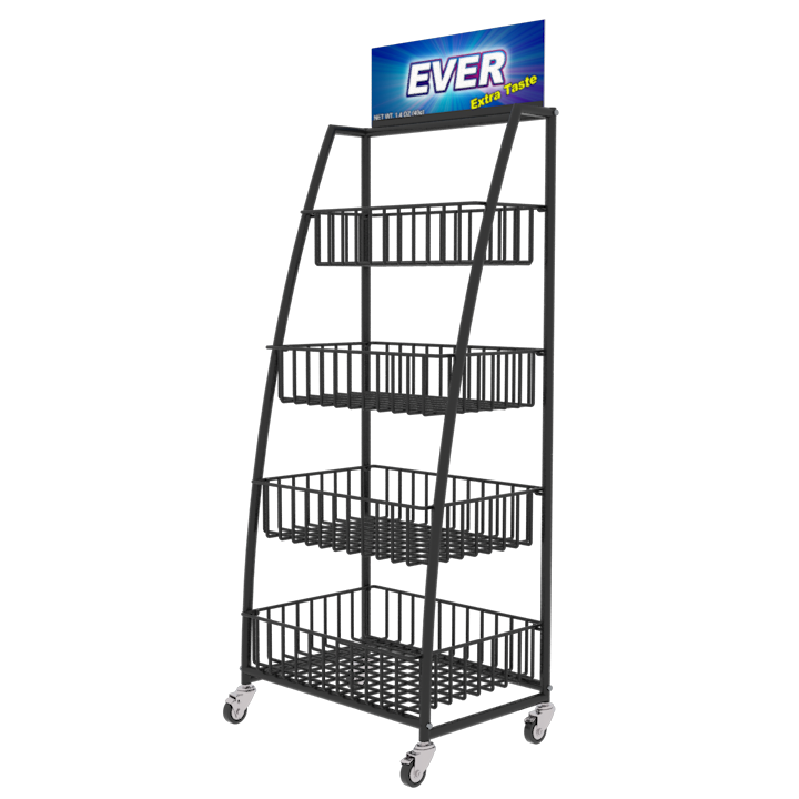 Grocery Display Rack - Metal Frame Design, 48x24 Inches, Sleek Black Finish | Versatile Storage Solution For Retail And Home Use