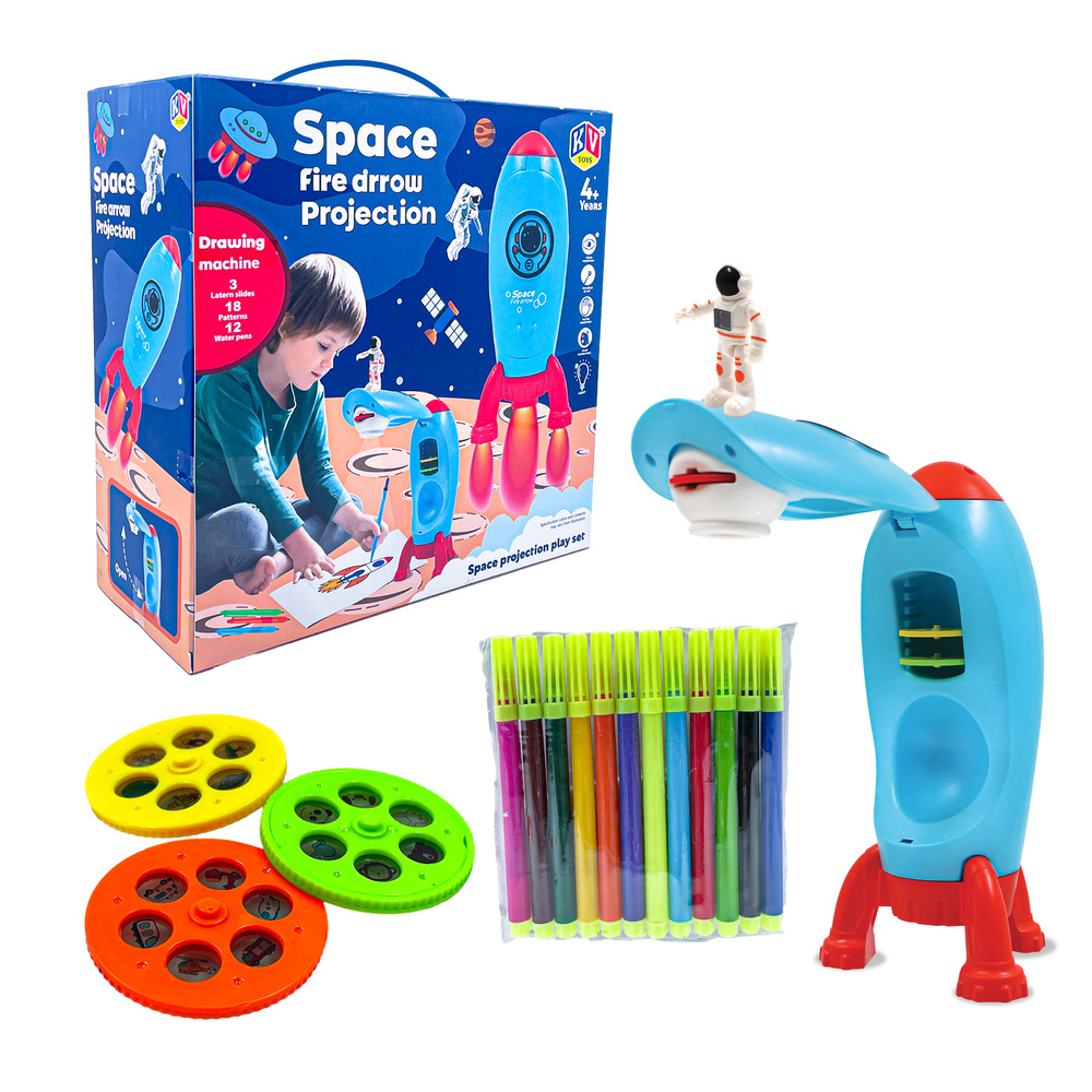 Space Projector With 3 Films, 12 Colour Pen, 1 Astronaut And Drawing Book (587)