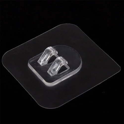 Transparent Sticker Clip - Plastic, 7x7 Cm, Transparent | Multi-surface Self-adhesive Hooks For Utensils, Towels & Accessories, Ideal For Various Rooms