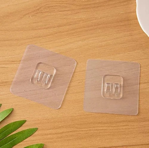Transparent Sticker Clip - Plastic, 7x7 Cm, Transparent | Multi-surface Self-adhesive Hooks For Utensils, Towels & Accessories, Ideal For Various Rooms