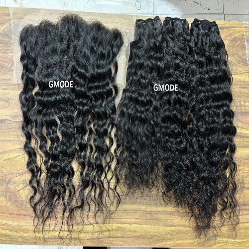 INDIAN CURLY HAIR BUNDLES WITH TRANSPARENT LACE FRONTAL