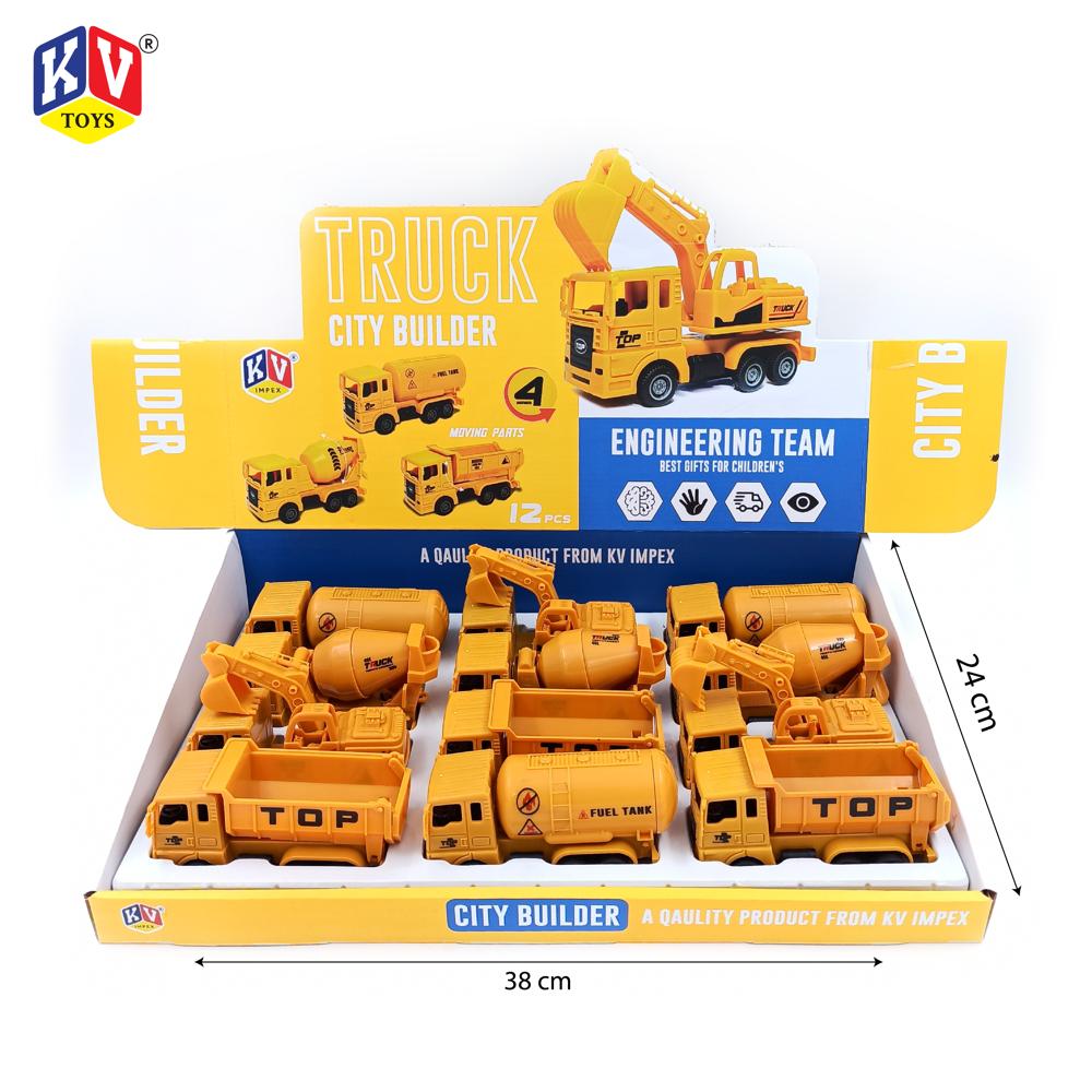 12 Pcs Friction 4 Model Mix City Builder Truck (219)