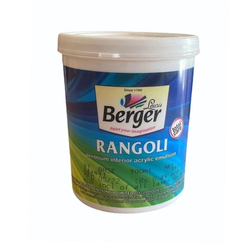 900Ml Berger Rangoli Premium Acrylic Emulsion Paint - Color: Any Color