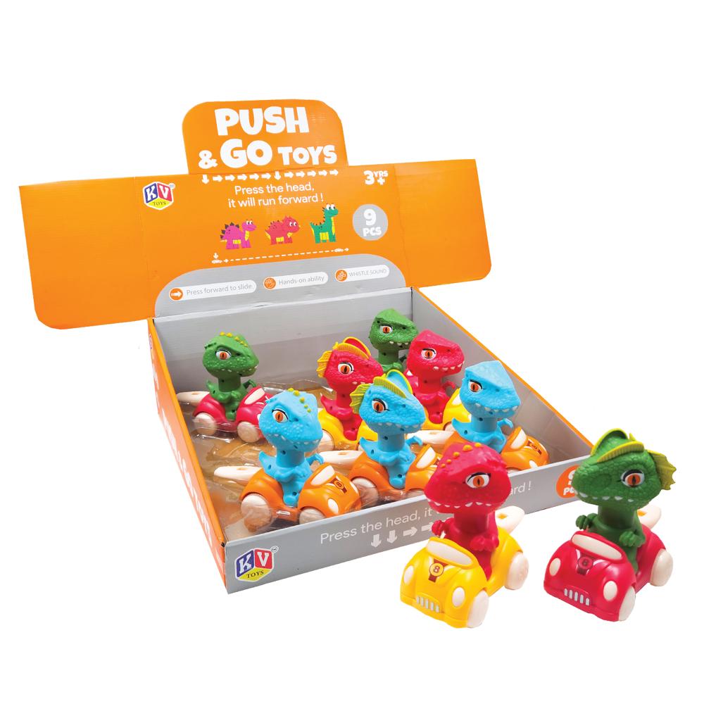 12 Pcs Friction Press & Go Dino With Whistle (271)