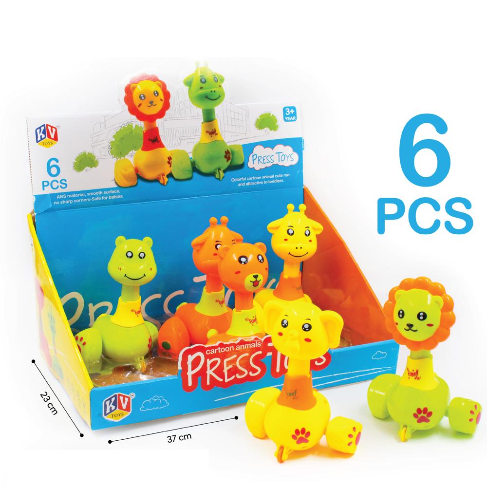 6 Pcs - 5 Cartoon Model Mix Press & Go Animal (420)