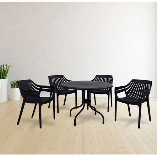 Cherry With Spectrum Plastic Dining Table With Chair - Origin: India