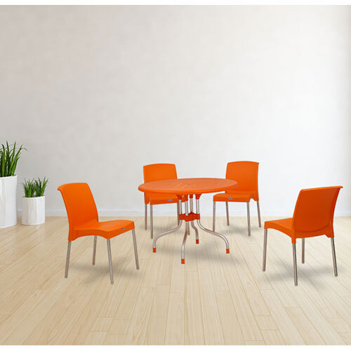 Cherry With Hybrid (4) Plastic Chairs With Tables - Origin: India