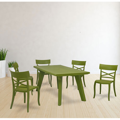 Bison With Cruz 6 Seater Dining Table And Chairs - Color: Green