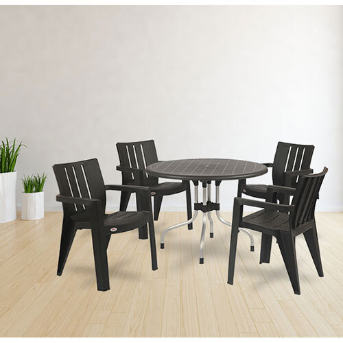 Cherry With Kent Plastic Dining Table With Chair - Color: Black