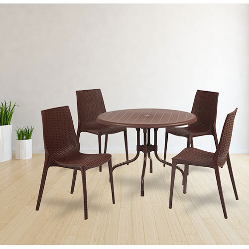 Cherry With Lumina Plastic Dining Table With Chair - Origin: India