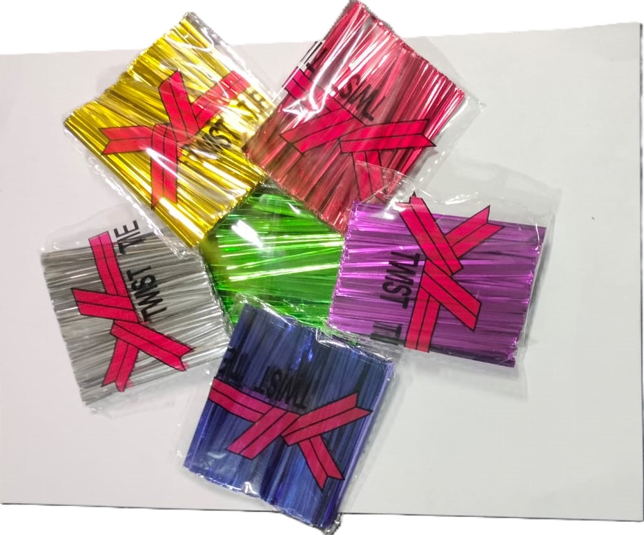 Metallic Twist Ties - Durable Wire, 8mm Size, Multi-colored | Vibrant, Recycled Material For Secure Food Packaging