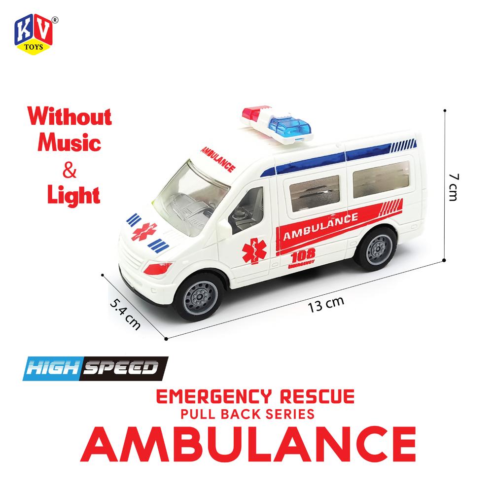 12 Pcs - Pull Back Ambulance Without Light & Music (455-1)