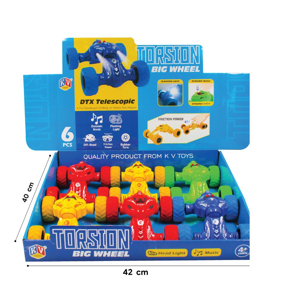 6 Pcs Friction Power Big Torsion Car With Light & Music (561)