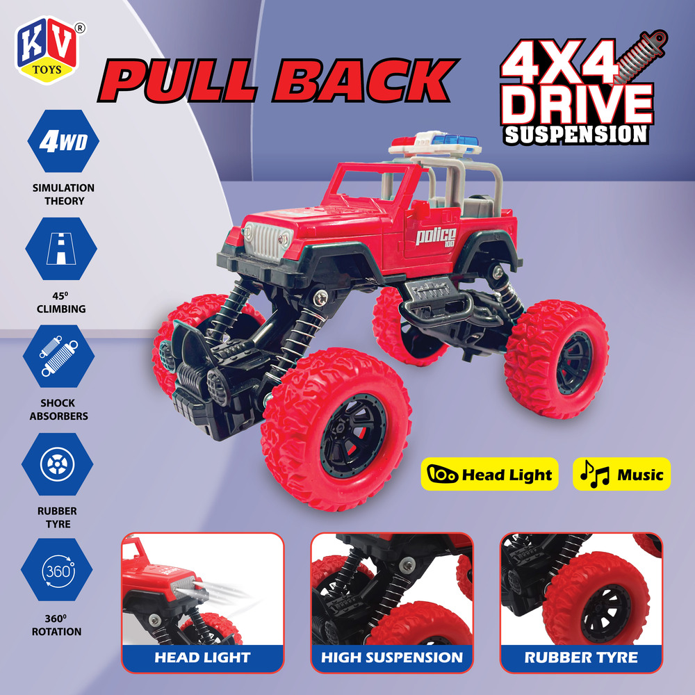 8 Pcs Pull Back Off-Road Police Car With Light & Music (563)
