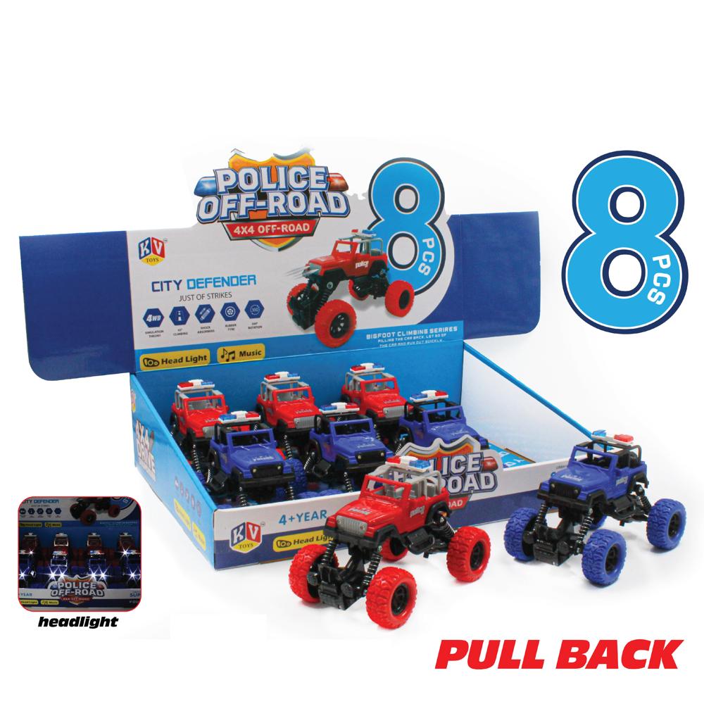 8 Pcs Pull Back Off-Road Police Car With Light & Music (563)