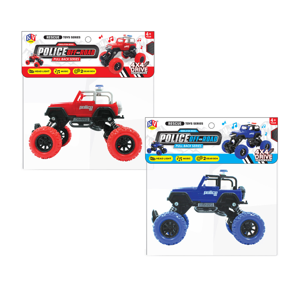 1 Pc Pull Back Off-Road Police Car With Light & Music - Box (638)