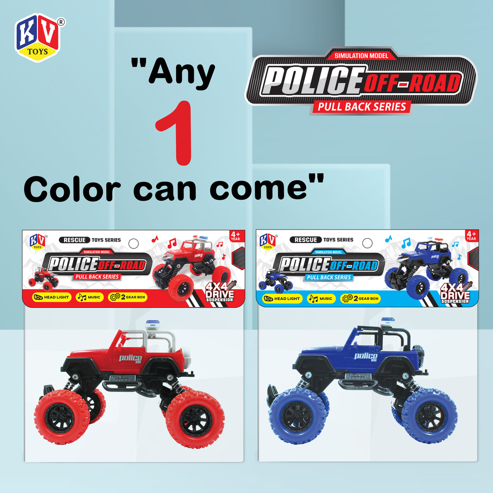 1 Pc Pull Back Off-Road Police Car With Light & Music - Box (638)
