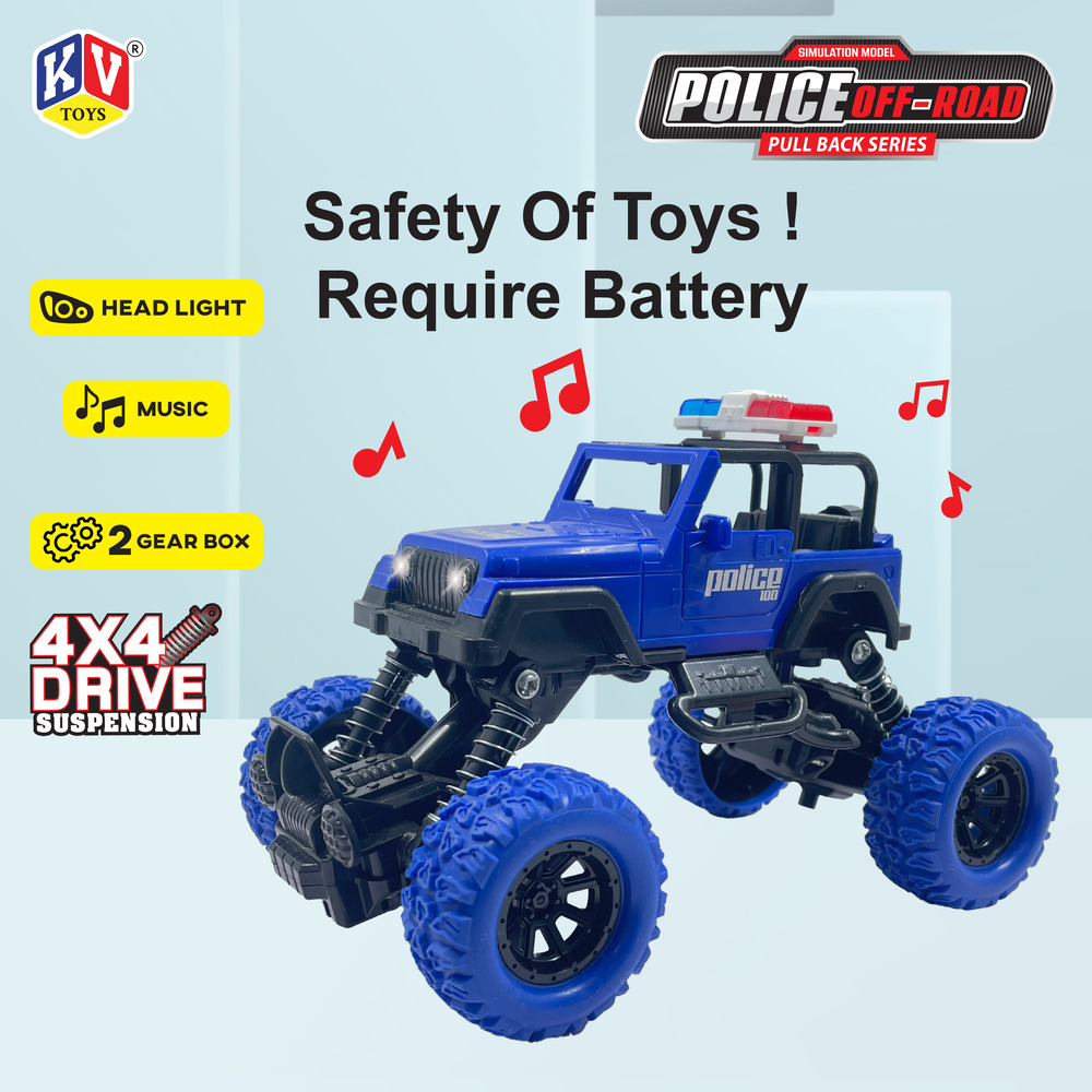 1 Pc Pull Back Off-Road Police Car With Light & Music - Box (638)