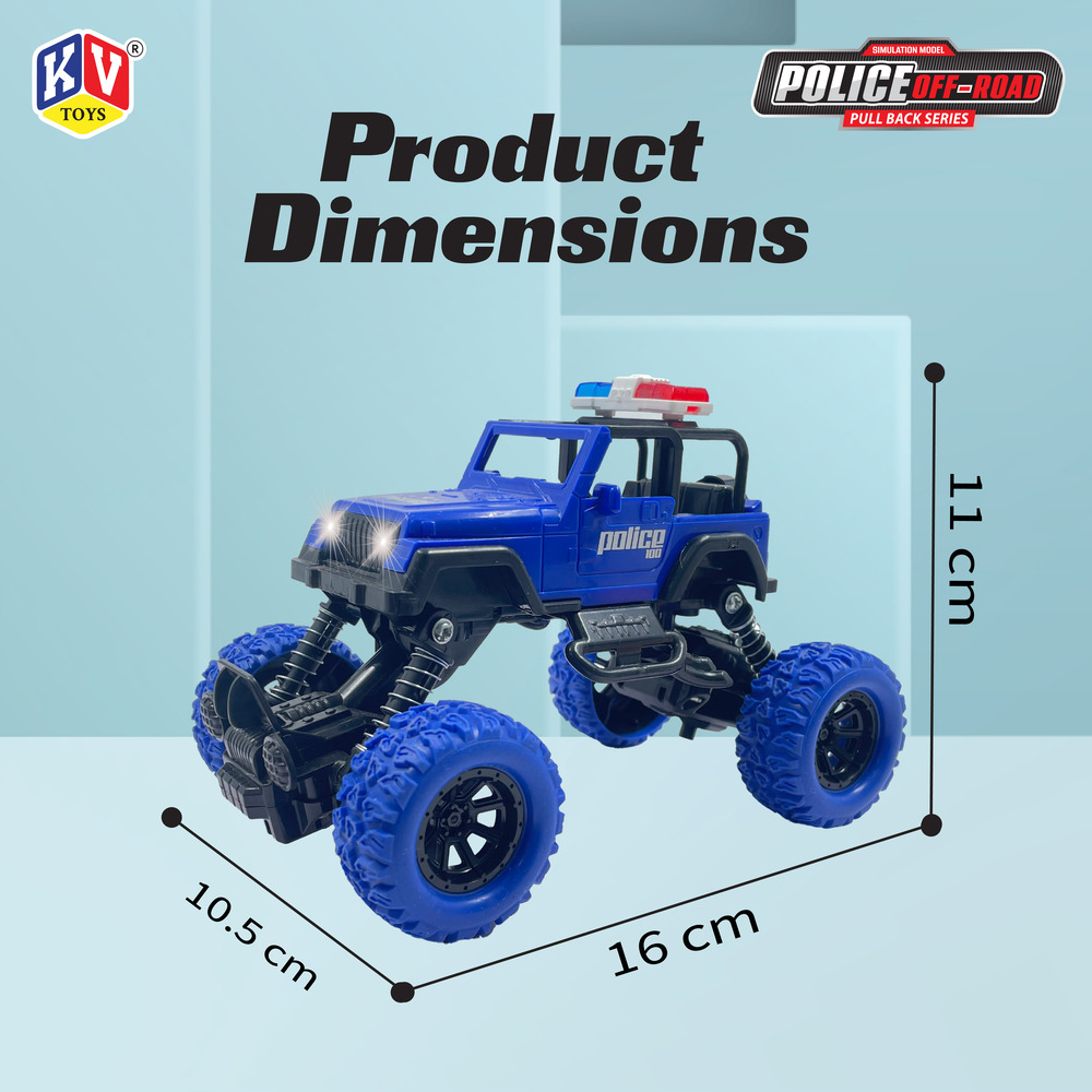 1 Pc Pull Back Off-Road Police Car With Light & Music - Box (638)