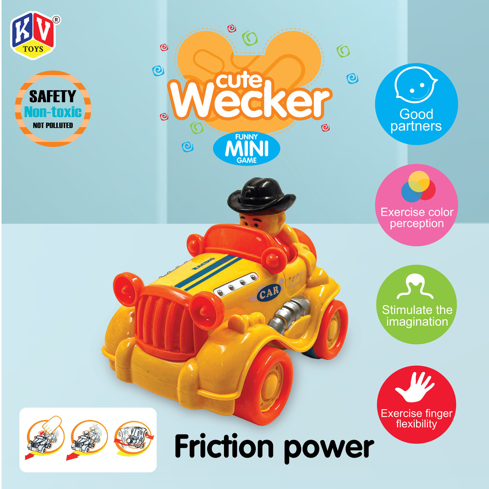12 Pcs Friction Power Cute Wecker Car  (602)