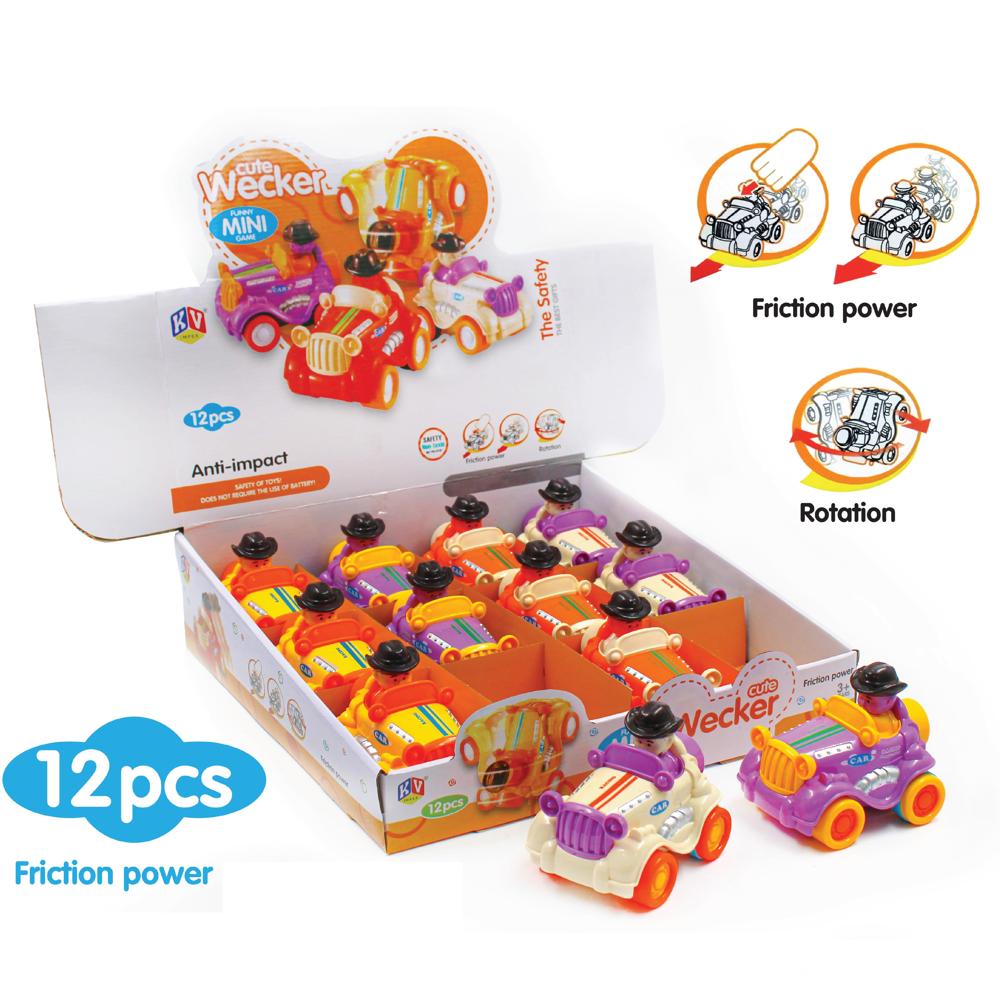 12 Pcs Friction Power Cute Wecker Car  (602)