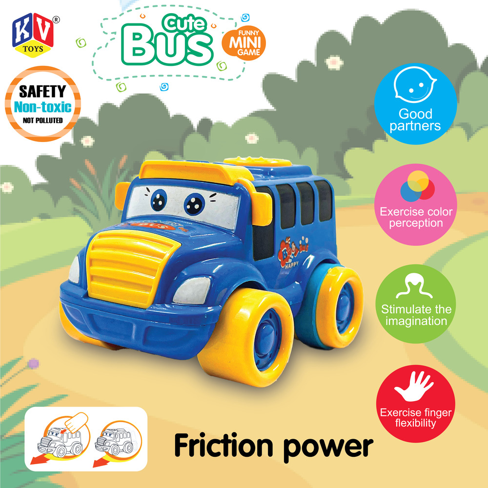 12 Pcs Friction Power Cute Bus  (603)
