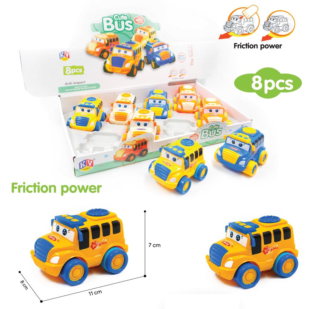12 Pcs Friction Power Cute Bus  (603)