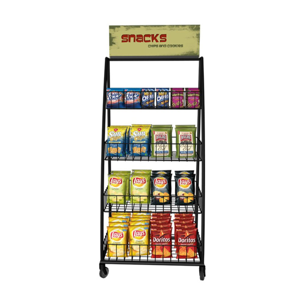 Lays Chips Display Rack - Steel Frame, 48x24 Inches, Black Finish | Sturdy Design, Versatile Usage For Retail & Snack Displays