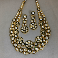 Sabyasachi-inspired Lab-grown Polki Diamond Necklace, Kundan & Green Meena Work Necklace Set, 14k Gold Jewelry, Wedding Necklace Set
