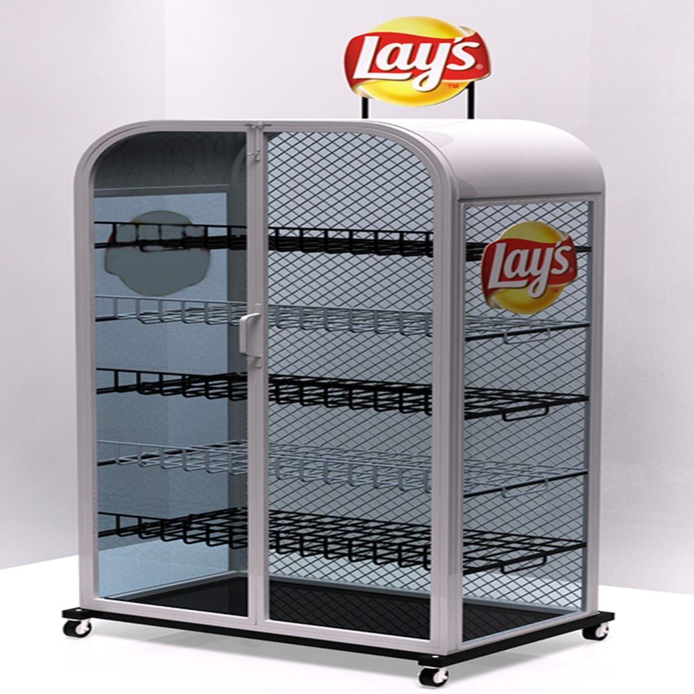 Chips Display Rack - Mild Steel, 72x24 Inches, Glossy Finish | Versatile Design For Snack Visibility, Durable And Sturdy Structure