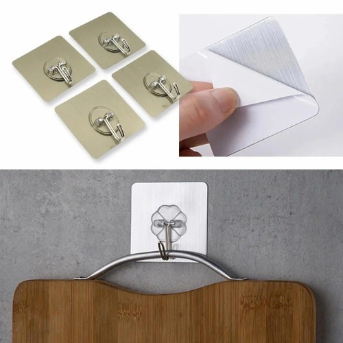 Golden Square Sticker - 6x6 Cm, Water-resistant Pvc & Abs | Versatile Self-adhesive Hook, Detachable Without Damage, Non-trace Installation