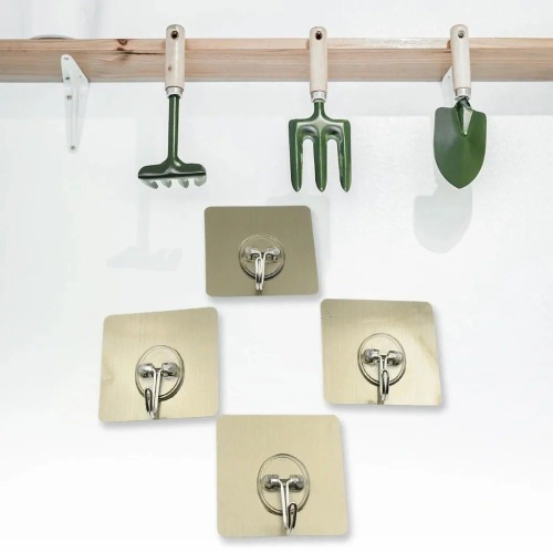 Golden Square Sticker - 6x6 Cm, Water-resistant Pvc & Abs | Versatile Self-adhesive Hook, Detachable Without Damage, Non-trace Installation