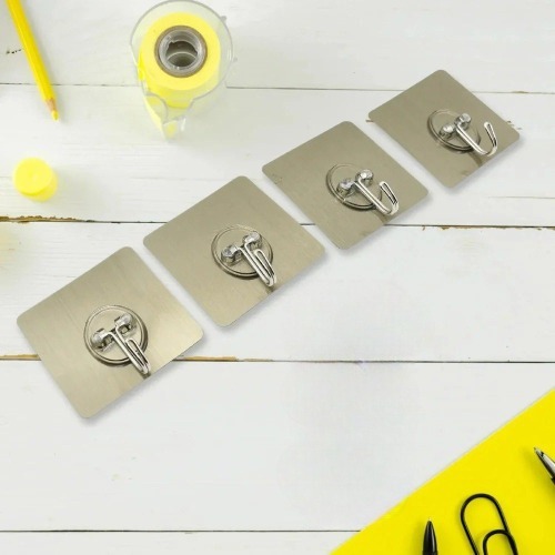 Golden Square Sticker - 6x6 Cm, Water-resistant Pvc & Abs | Versatile Self-adhesive Hook, Detachable Without Damage, Non-trace Installation