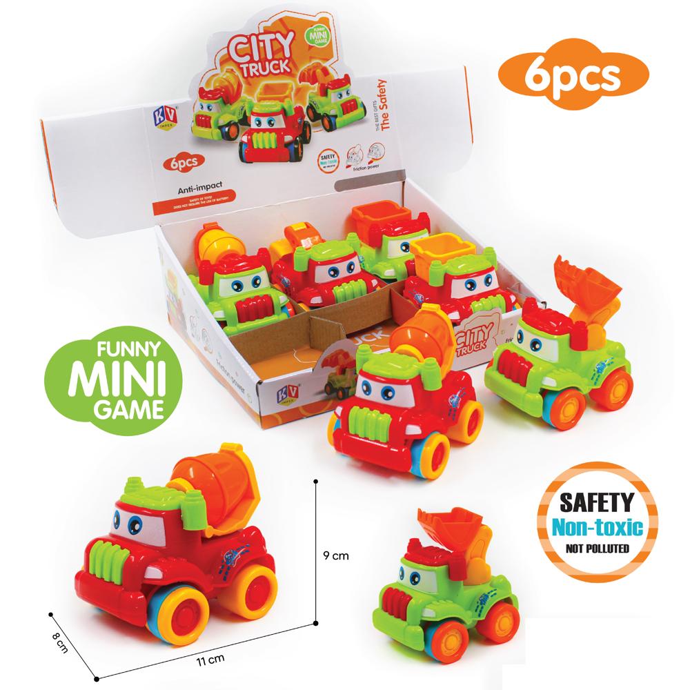 6 Pcs - 4 Model Mix Friction Power City Truck (606)