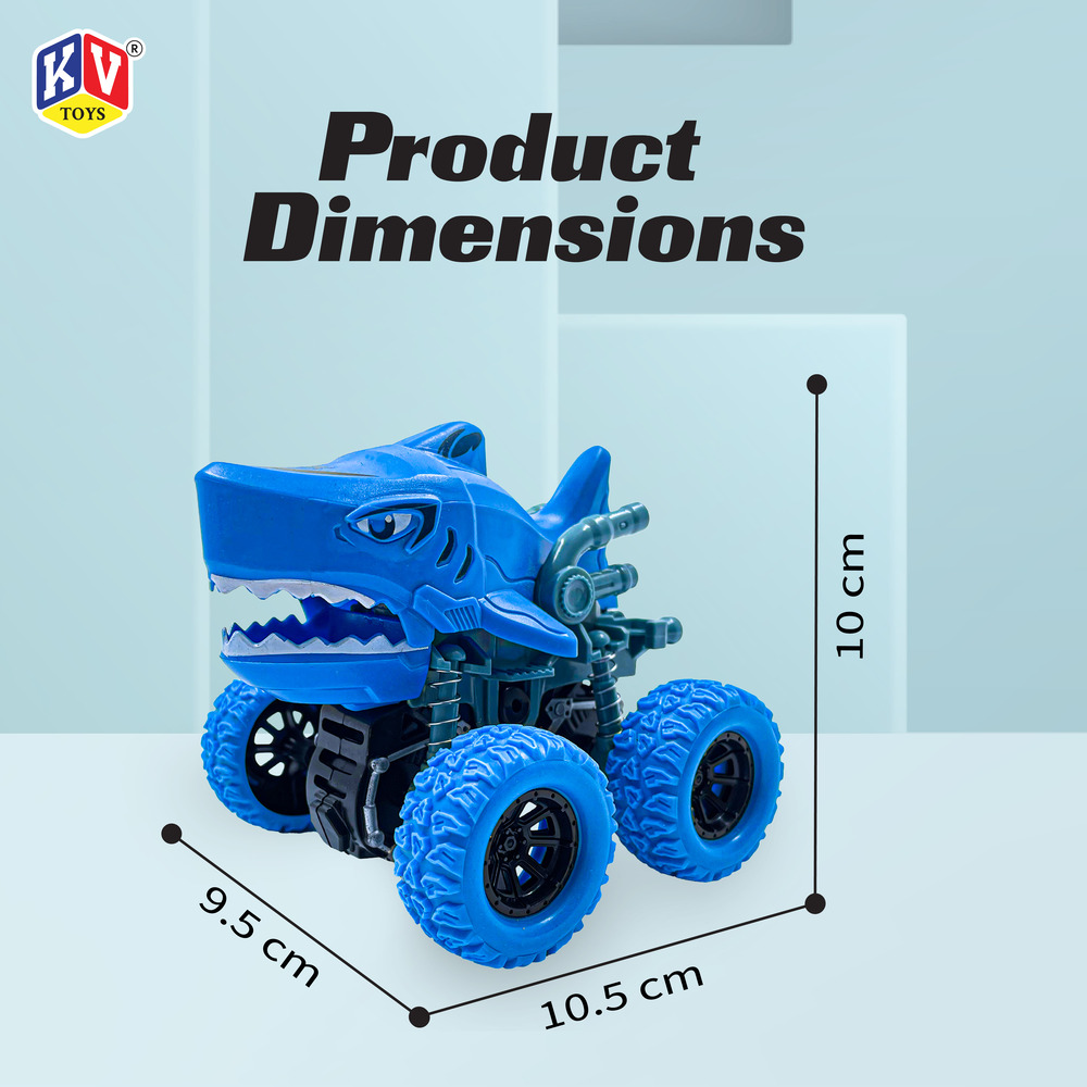 12 Pcs Friction Power Monster Shark Car With 360 Rotation (608)
