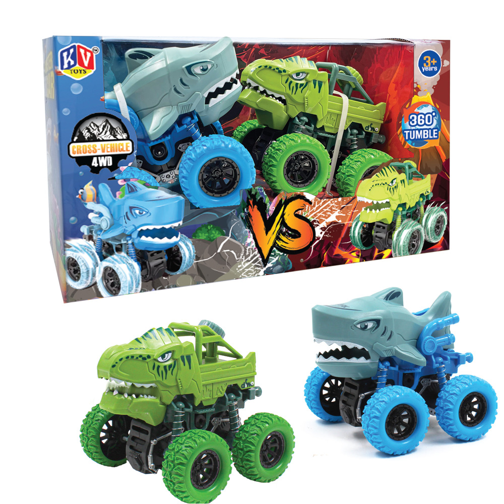 2 Pcs Friction Power Monster Dino & Shark With 360 Rotation (634)