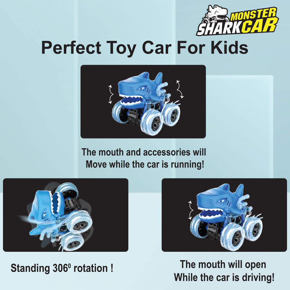 2 Pcs Friction Power Monster Dino & Shark With 360 Rotation (634)