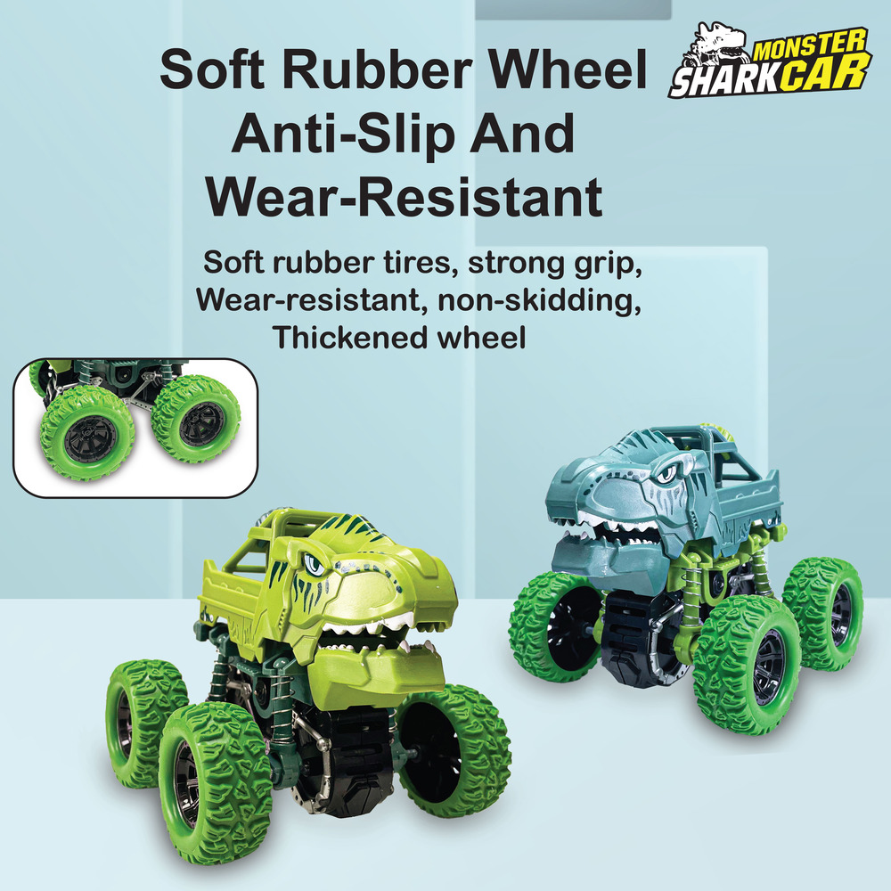 2 Pcs Friction Power Monster Dino & Shark With 360 Rotation (634)