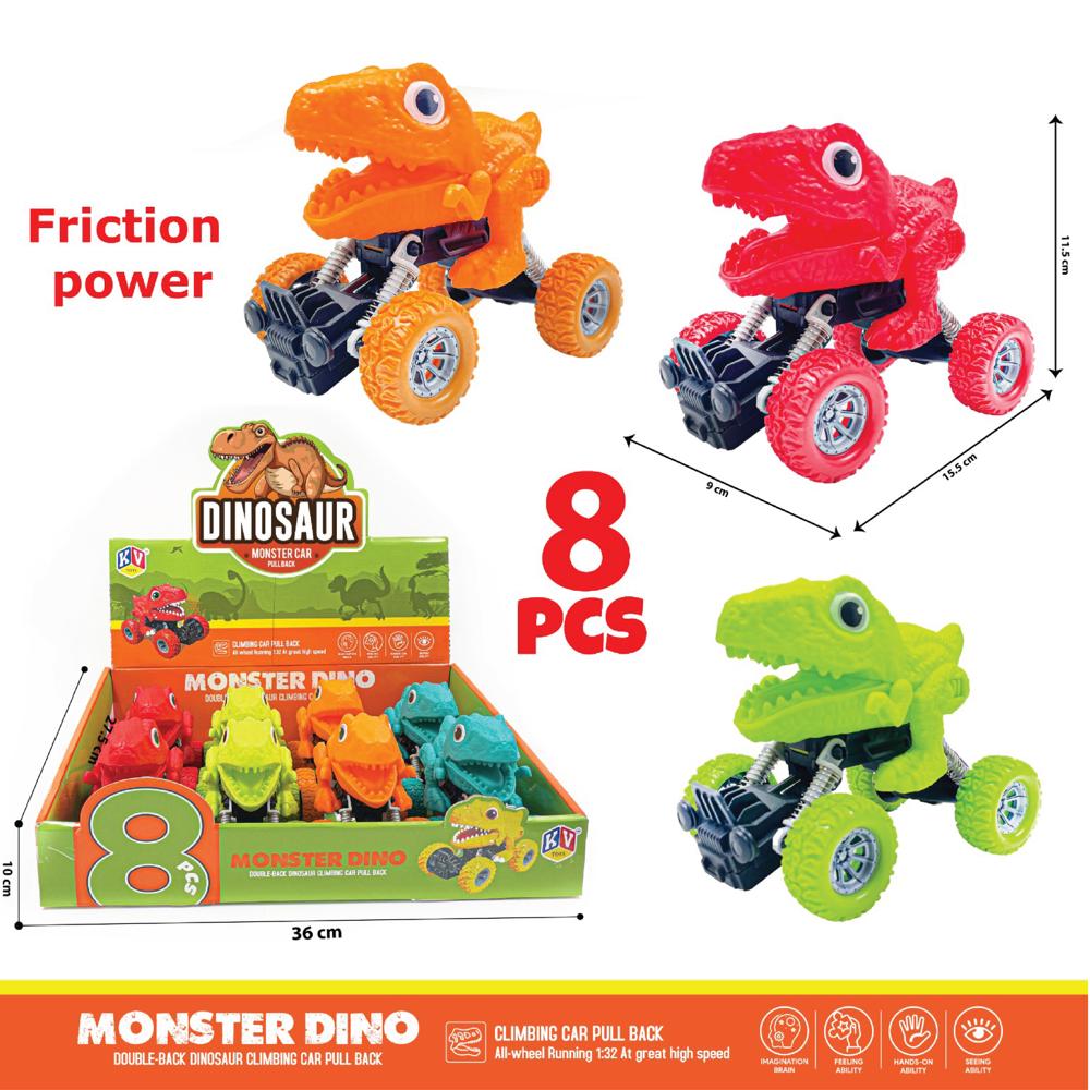 12 Pcs Friction Power Monster Dinosaur Car  (628)