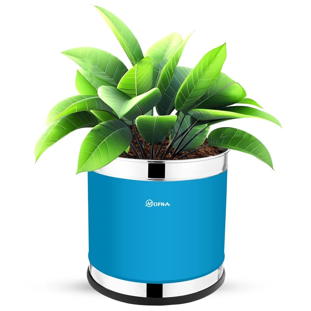 Stainless Steel Color Finish Garden Planter - Color: Blue