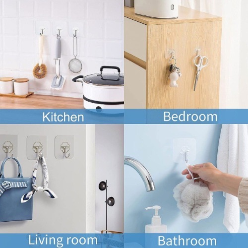 42m Hook Sticker - Plastic Adhesive Wall Hook | Transparent, Heavy Duty, Waterproof Design For Various Surfaces, Perfect For Kitchens And Bathrooms
