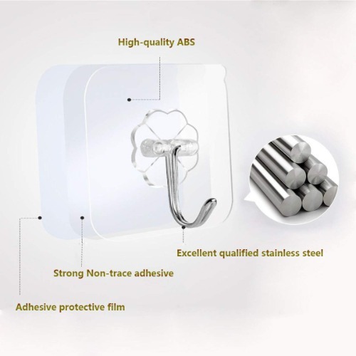 42m Hook Sticker - Plastic Adhesive Wall Hook | Transparent, Heavy Duty, Waterproof Design For Various Surfaces, Perfect For Kitchens And Bathrooms