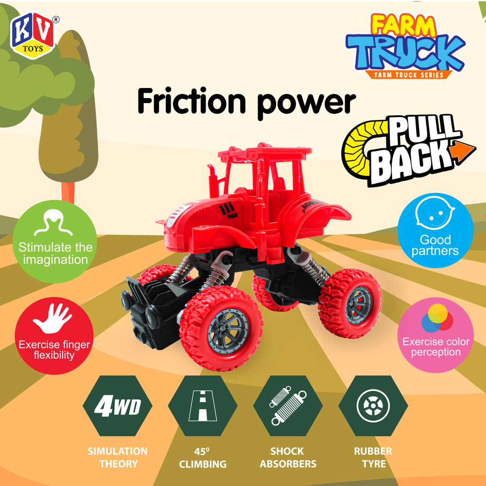 12 Pcs Friction Power Off-Road Farm Truck (630)