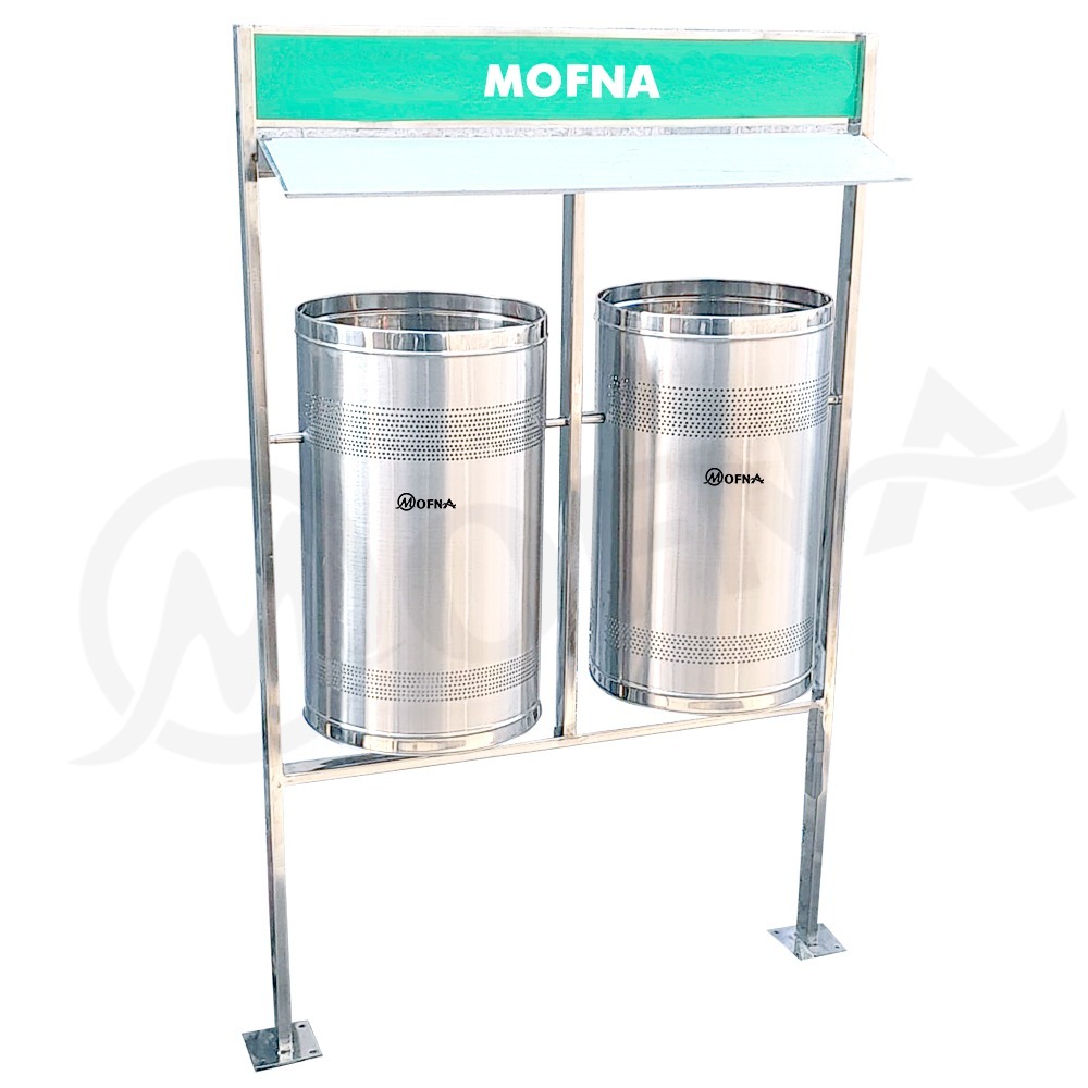 Stainless Steel Double Pole Dustbin With Roof & Name Plate - Capacity: 50-100 Ltr