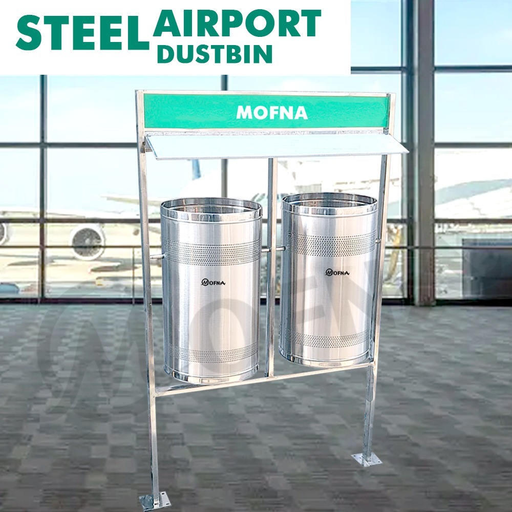 Stainless Steel Double Pole Dustbin With Roof & Name Plate - Capacity: 50-100 Ltr