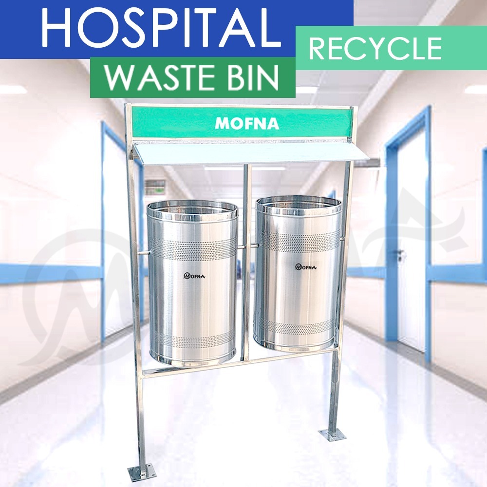 Stainless Steel Double Pole Dustbin With Roof & Name Plate - Capacity: 50-100 Ltr