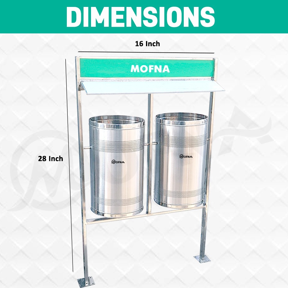 Stainless Steel Double Pole Dustbin With Roof & Name Plate - Capacity: 50-100 Ltr